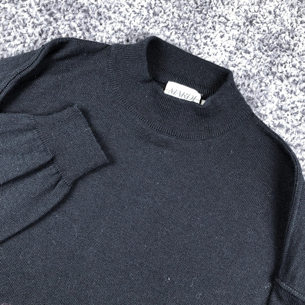 Mardi Sweater Mens XL Black Mock‎ Neck Embroidered Graphic Knit Pullover Italy